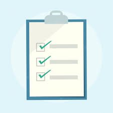 An icon for the checklist on blue background