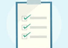 An icon for the checklist on blue background